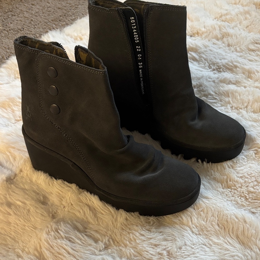 Fly London Black Wedge Ankle Boots